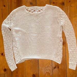 Aeropostale Cream Sweater with Lace Sleeves
